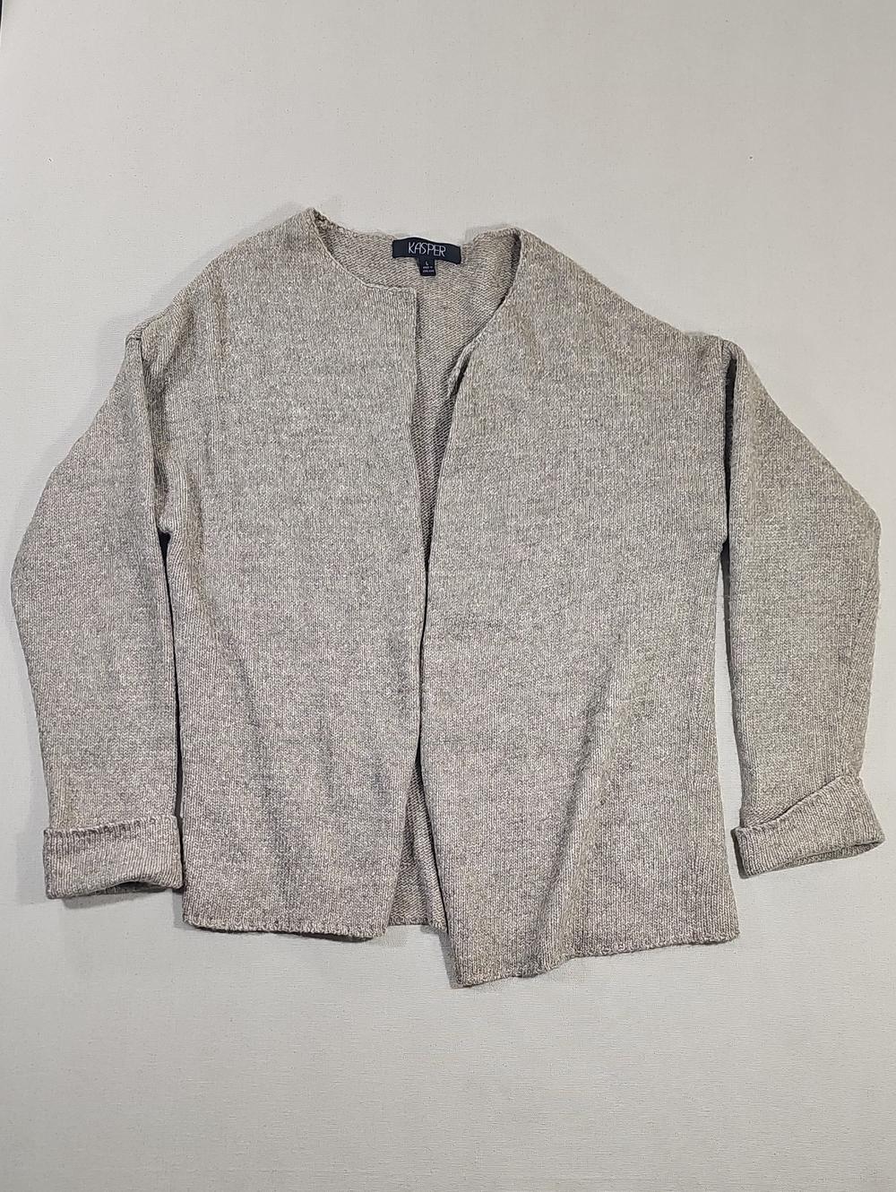 Kasper Men's Heather Gray Open-Front Knit Cardigan